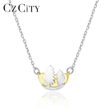 

CZCITY Pure 925 Sterling Silver Tree Pendant Necklace for Women Engagement Wedding Fine Jewelry Silver Collier Femme Gift SN0352