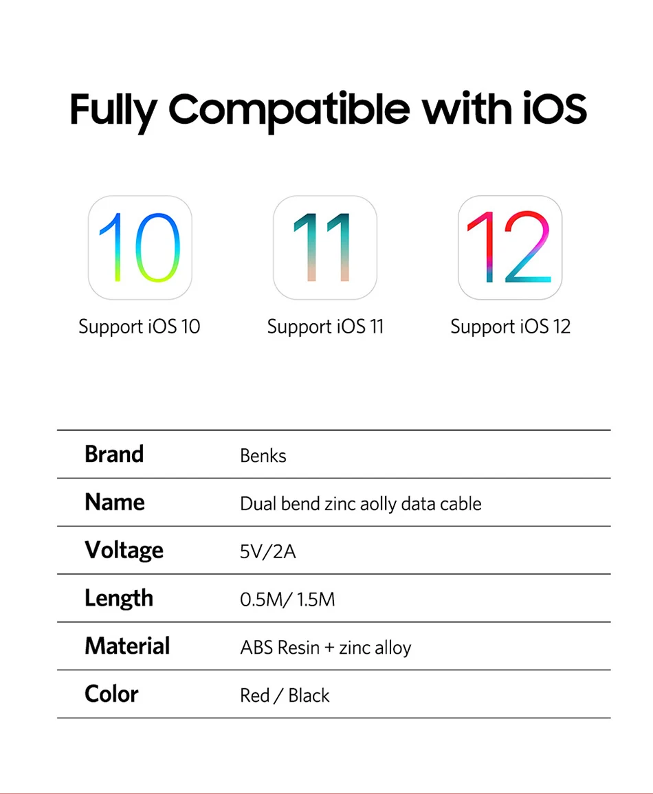 Benks 90 Degree Elbow Fast Charging Data Cable For iPhone 6 7 8 X XR XS MAX Lighting Charge Cord For iPad iOS 10 11 Charger Line (11)