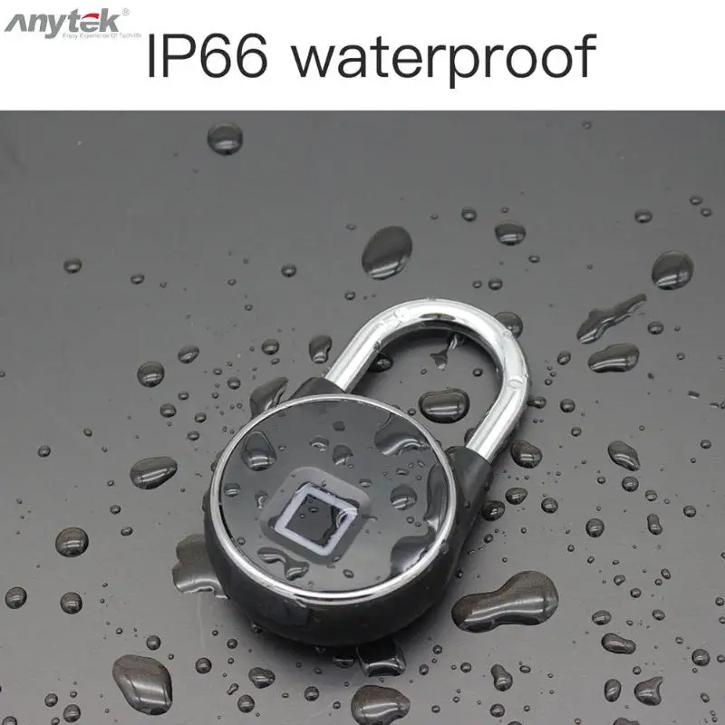 Anytek P22+ USB Bluetooth Smart Keyless Fingerprint Lock IP66 Waterproof Anti-Theft Security Door Padlock for Android Apple 3Mon