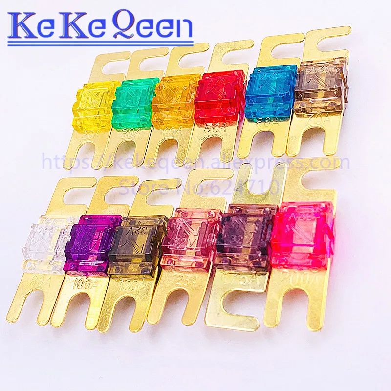 Car Fuses 1PCS-5PCS ANS FUSE 20A 30A 40A 50A 60A 70A 80A 100A 125A 150A 175A 200A ANL Gold Plated Stud Mini Car Stereo Audio car fuses