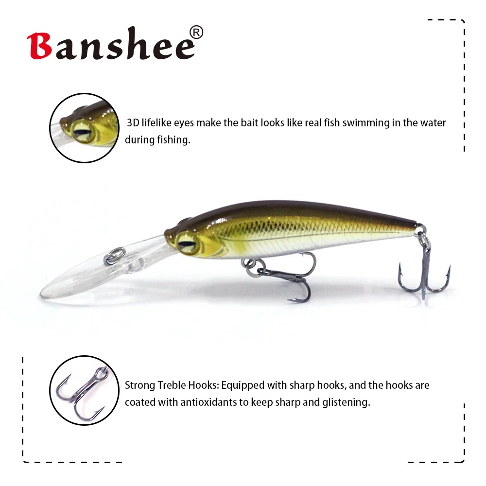 Banshee WF01 длинная губа Джеркбейт 60 мм/6 г 3 шт./лот искусственный Троллинговый гольян