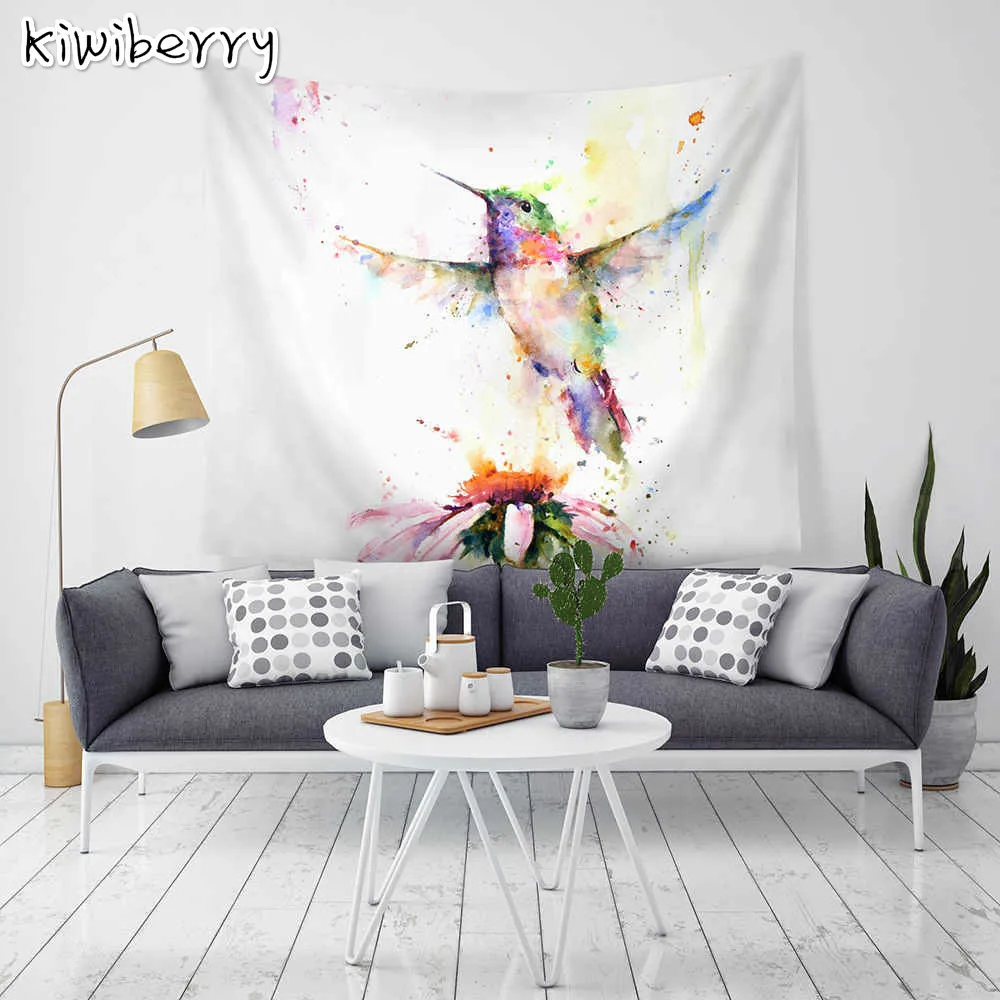 

Home Decorative Wall Hanging Carpet Tapestry Rectangle Bedspread Vintage Bird Painting Pattern