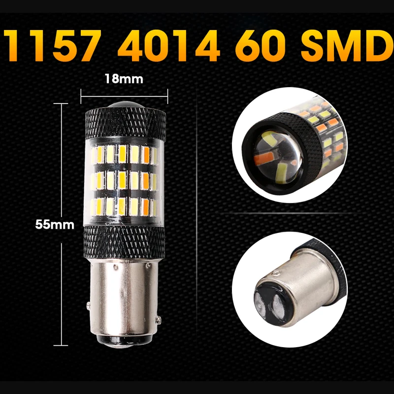 Hlxg 2 шт. Led BA15D 1157 12 в двойной цвет 4014 60SMD автомобильные сигнальные огни зазор