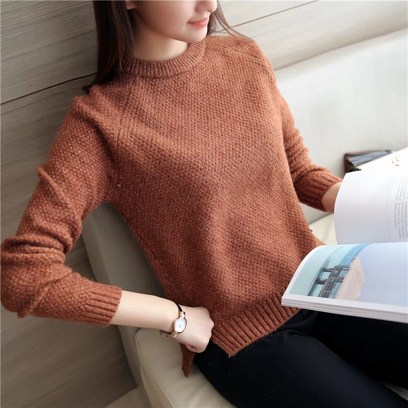 Danjeaner 2018 Women Sweaters and Pullovers Autumn Winter Long Sleeve Pull Femme Solid Pullover Female Casual Knitted Sweater