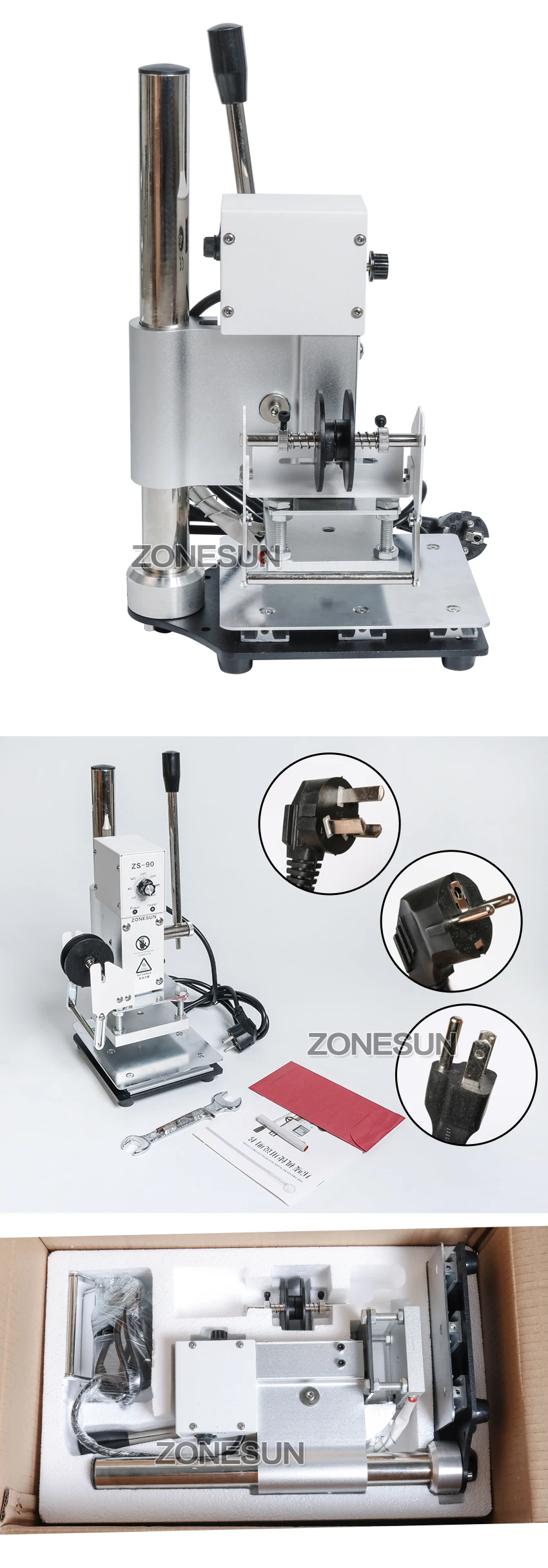 ZONESUN 1 шт. 110 В/220 В руководство горячего тиснения фольгой маркировочная машина кожа ПВХ принтер с контроль температуры