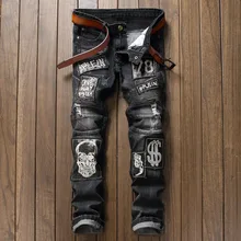 European American Style fashion brand designer men jeans Men s casual denim trousers Luxury Slim Straight