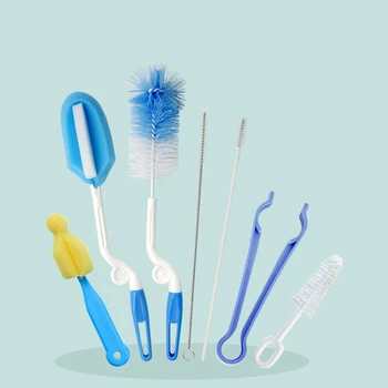 

Baby Milk Feeding Bottle Brushs 7Pcs Portable Handly Nylon and Sponge Tube Cleaner Dummy Nipple Pacifier Brushe