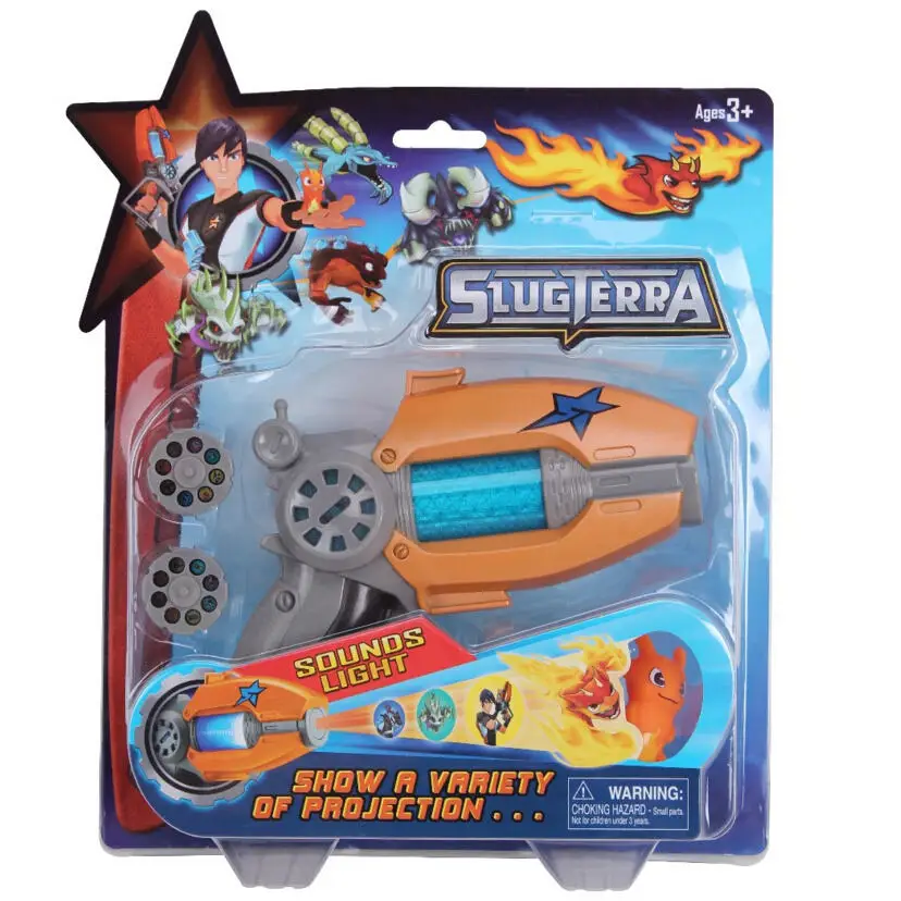 [TOP] 23 см аниме Slugterra звучащий светильник игрушка пистолет дать 1 Slugterra кукла Фигурка как подарки мальчик проекционный пистолет - Цвет: Оранжевый