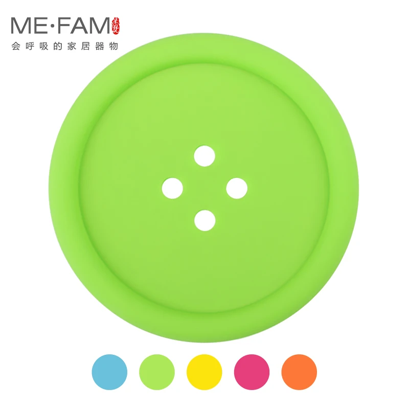 

ME.FAM 1 Pieces 8.8cm Round Button Silicone Cup Mat Heat Insulation Pad Non-slip Coasters For Cafe Kitchen Restaurant Office Bar