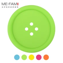 

ME.FAM 1 Pieces 8.8cm Round Button Silicone Cup Mat Heat Insulation Pad Non-slip Coasters For Cafe Kitchen Restaurant Office Bar