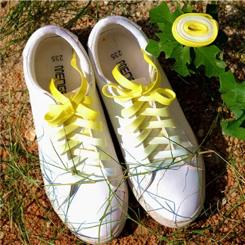 light yellow 1 пара модные градиент цвета конфеты шнурки для обуви Повседневные Вечерние кемпинговые шнурки парусиновые Шнурки плоские шнурки - Цвет: light yellow