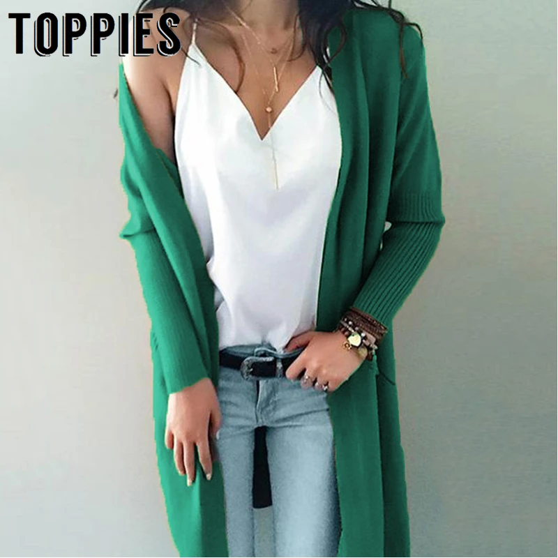 

2019 Knitting Long Cardigan Woman Oversized Cardigan Autumn Winter Loose Coat Solid Color Sweater