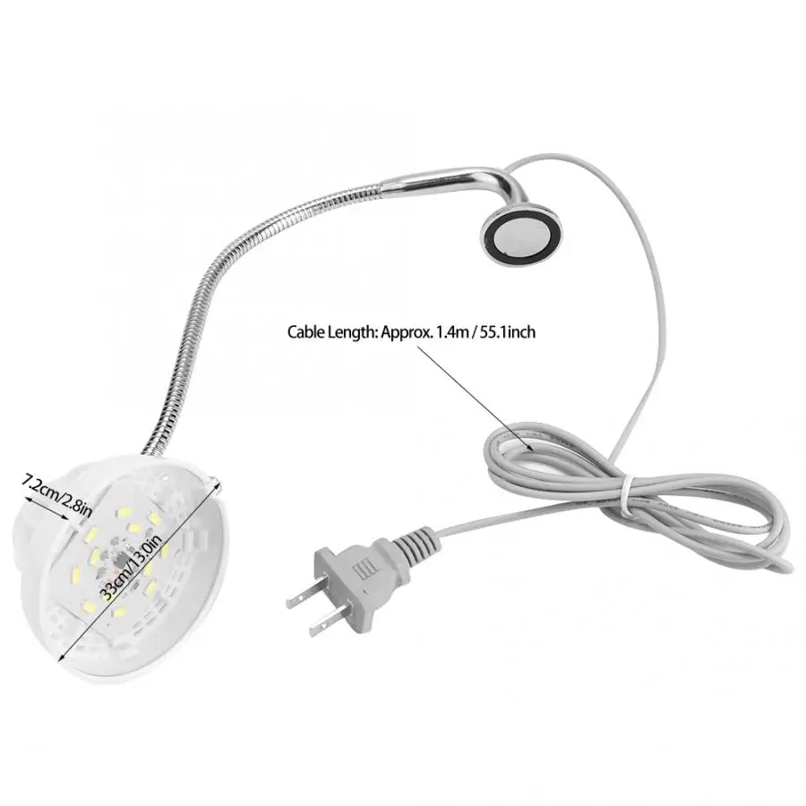 Лампа для шитья США вилка 110-265 в 7 Вт светодиодный швейная машина рабочий свет Регулируемая Магнитная база COB стол