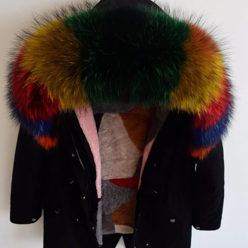 90 см, новинка, роскошная зимняя куртка, женская верхняя одежда, толстые теплые парки, натуральный Лисий мех, воротник, пальто с капюшоном, pelliccia