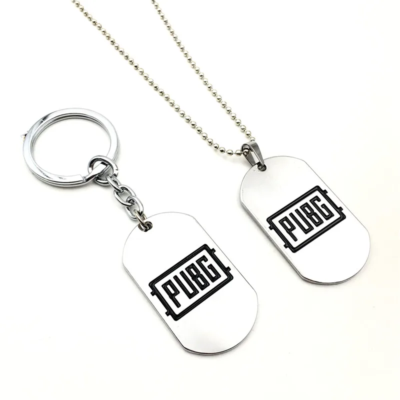 

2017 New Game Playerunknown's Battlegrounds Necklace PUBG Logo Keychain Fashion Dog Tag Pendant Necklace For Fan's Gift
