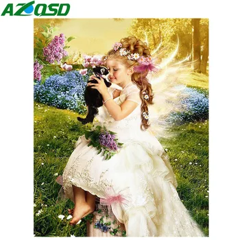 

AZQSD Diamond Mosaic Girl Cross Stitch Kit Diamond Painting Full Square Picture Of Rhinestones Diamond Embroidery Full Display