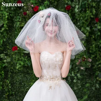 

Four Layers Shrug Wedding Veils with Comb Dot Tulle Short Shoulder Length Veils Bridal Face Veil Wedding Accessories SBV57