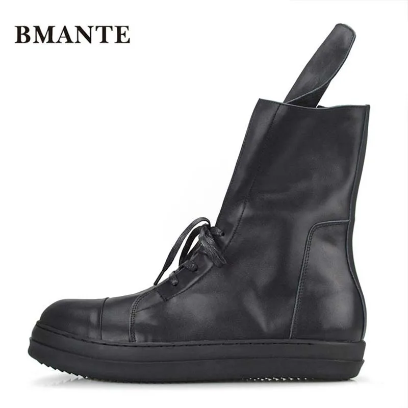 

Bmante Men Boots Winter Genuine Leather Trainers Adult Ankle Boots For Men Lace-Up Zip Flats Sneakers Goth Dark Owen Male Shoes