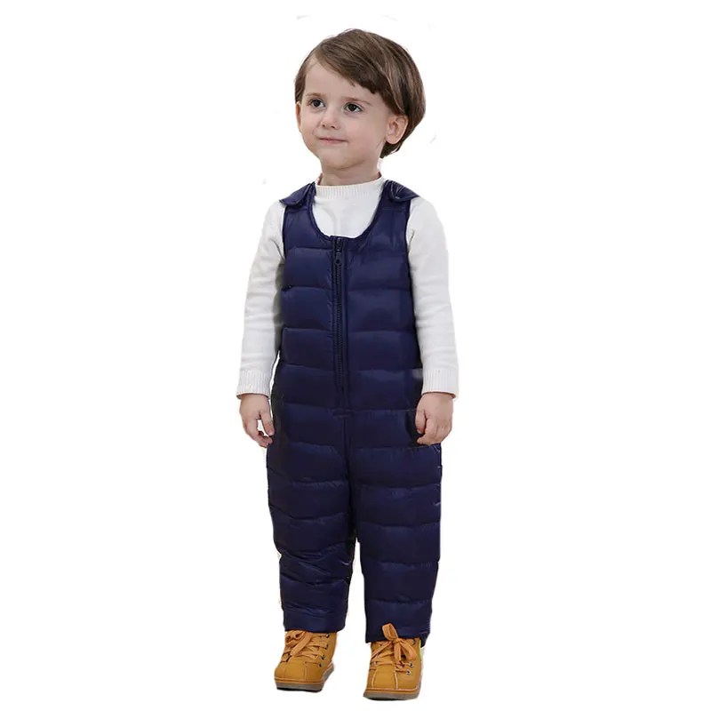 

Детские зимние Пуховые брюки на подтяжках, Детские плотные теплые брюки, комбинезоны для маленьких мальчиков и девочек, детский комбинезон, CYF032