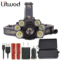 Litwod Z20 4101 7Led фар супер яркий светодиодный налобный фонарь Регулируемый фонарик на голову фара портативный глава свет факела для кемпинга