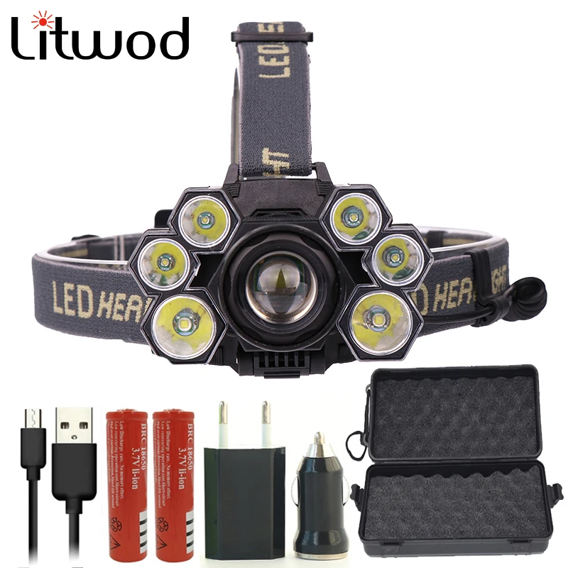 

Litwod Z20 4101 7Led Headlight super bright led head lamp adjustable Headlamp Headlight portable Head Light Torch For camping