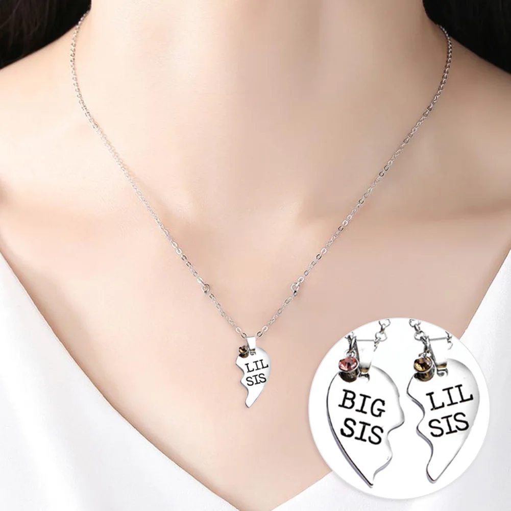 Для сестер BIG SIS LIL Forever лучший друг Сплит сердце семья любовь подарок ожерелье с