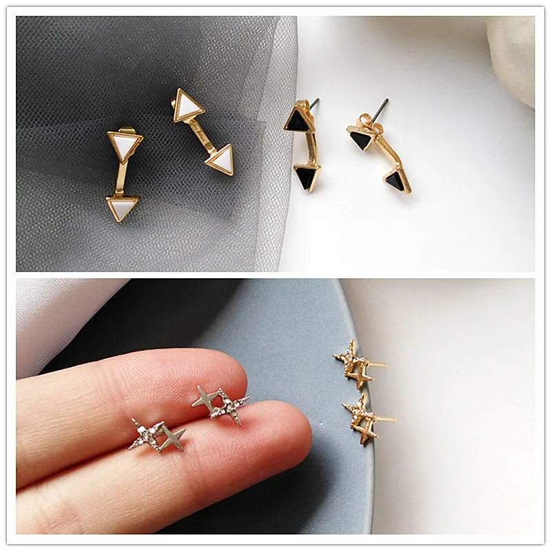 

Timlee E170 New Simple Lovely Star Rhinestone Geometry Triangle Metal Drop Earrings,Popular Jewelry Wholesale