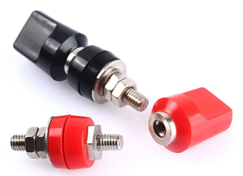 

2pcs connector terminal copper terminal current speaker terminal 8mm terminal match with 4mm banana plug 1red 1 black