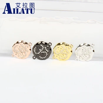 

Ailatu 10 Pieces Micro Paved Clear Zircons Om Braided Bracelet Accessories for DIY Braiding Macrame Lucky Fashion Jewelry