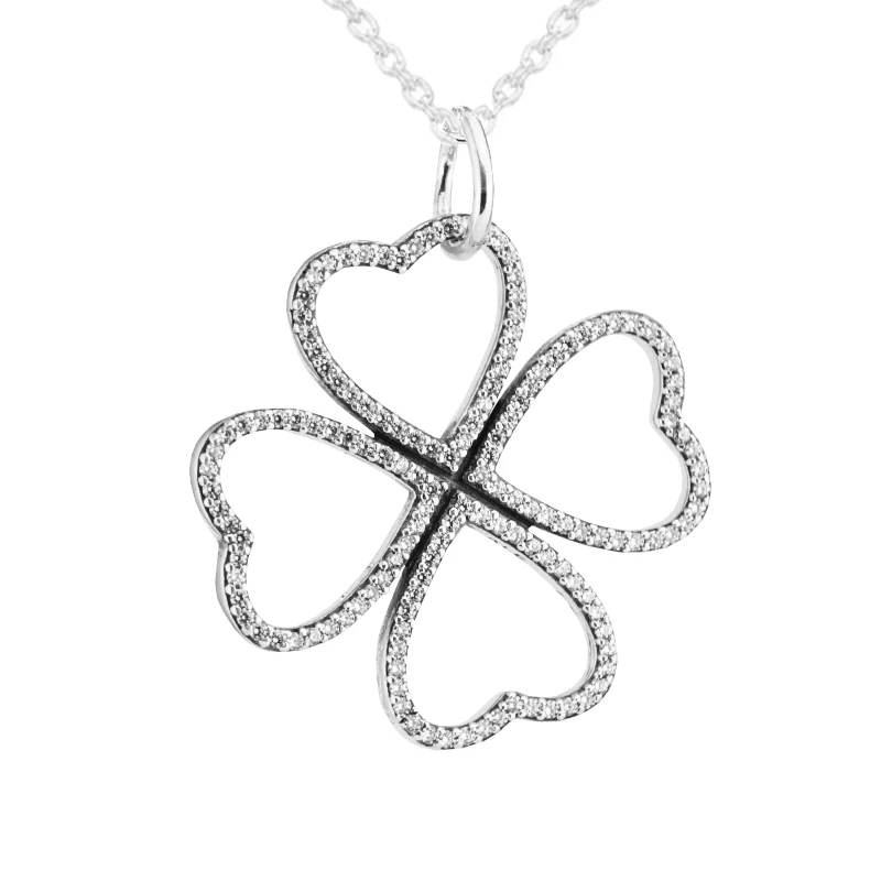 

Petals Love Necklace 100% 925 Sterling Silver Clear CZ Pendants & Necklaces for Women DIY Fine Jewelry PFN017
