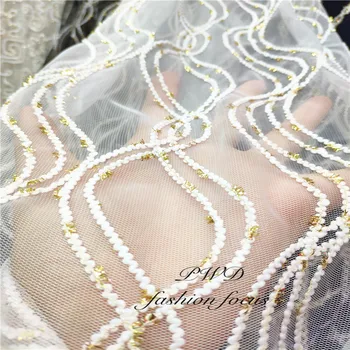 

White Gold French Laces Sequin Tulle Mesh Lace Fabric African Lace Fabric 2019 Embroidery Net Nigerian Laces With Free Shipping