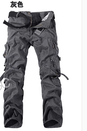 Большие размеры мужские комбинезоны брюки модные однотонные Штаны Размер 28-42 - Цвет: Серый