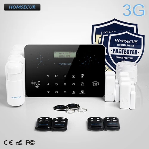 

HOMSECUR Wireless&Wired LCD 3G/WCDMA RFID Home Alarm System+4*PIR+Door Sensor LC03-3G