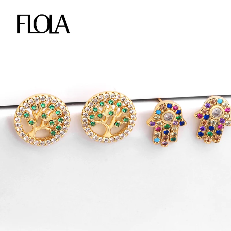 FLOLA türk Fatima el küçük küpe ucuz küçük damızlık zirkonya küpe Aretes De Moda takı aksesuarları kadınlar için ersq24