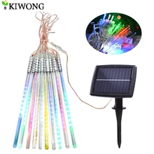 Солнечный метеоритный дождь светильник s 10 трубка 200 светодиодов Открытый Рождественский струнный светильник водонепроницаемый декоративный светильник ing для свадебной вечеринки