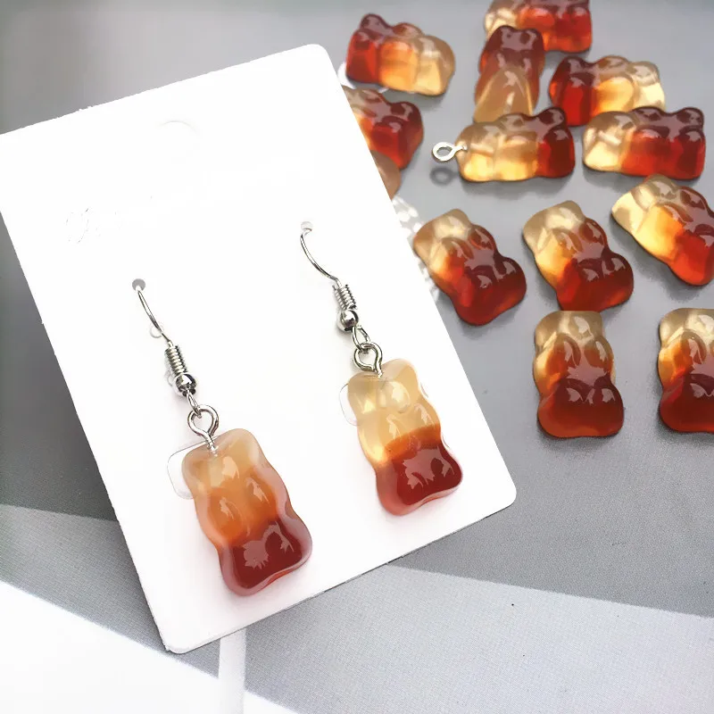 

3D Cartoon Animal Bear Earring Resin Brown Sweet Candy Dangle Earrings Birthday gift Funny Jewelry Lovely Gift
