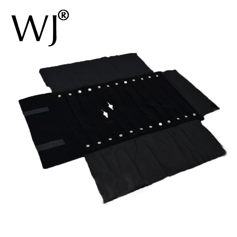  Black Velvet Portable Multifunction Cosmetic Jewelry Travel Storage Roll Bag For 60 Stud Earrings D