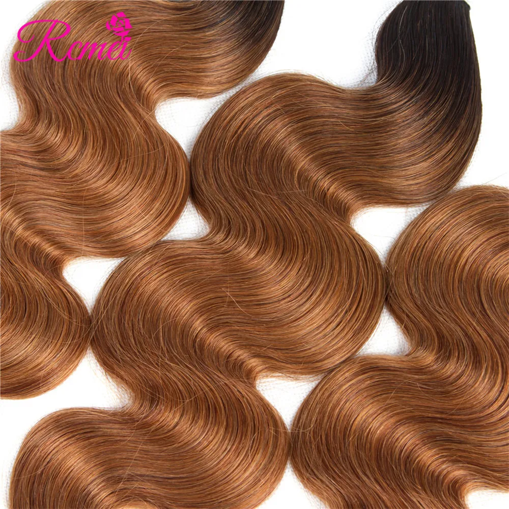 Ombre Brown Bundles With Closure T1B/30 Brazilian Body Wave Human Hair Bundle With Closure Two Tone Human Weave Non Remy Rcmei Ombre Brown Bundles With Closure T1B/30 Brazilian Body Wave Human Hair Bundle With Closure Two Tone Human Weave Non Remy Rcmei
