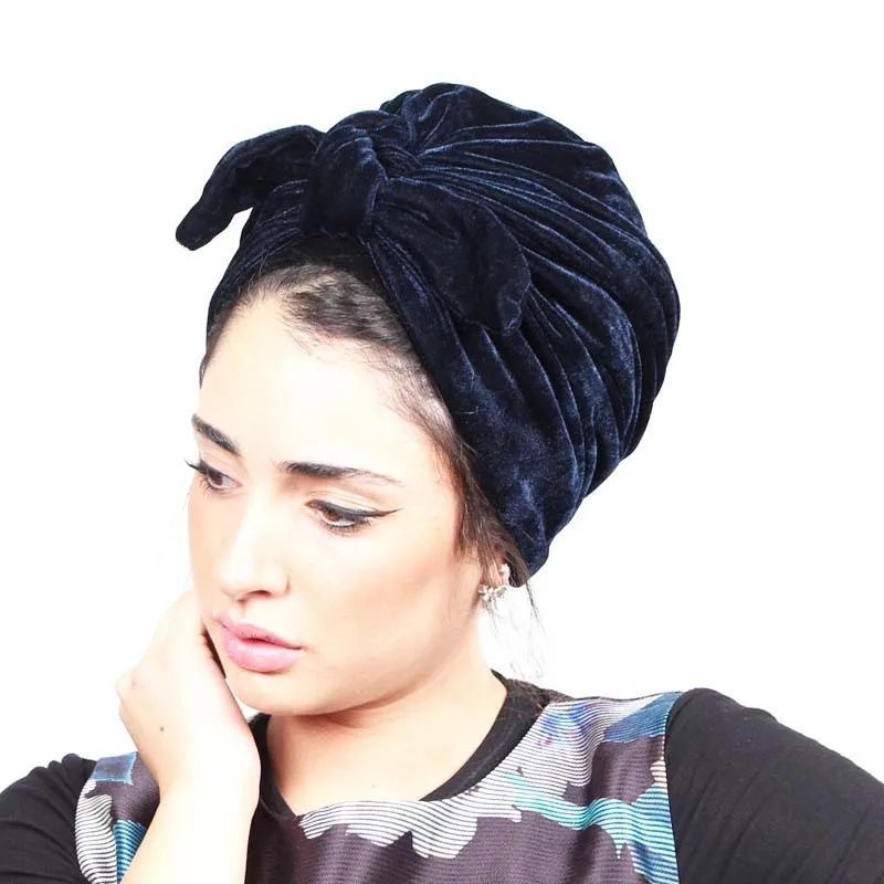 Fashion Velvet Cute Hijab With Ear Bow Turban Women Hair Loss