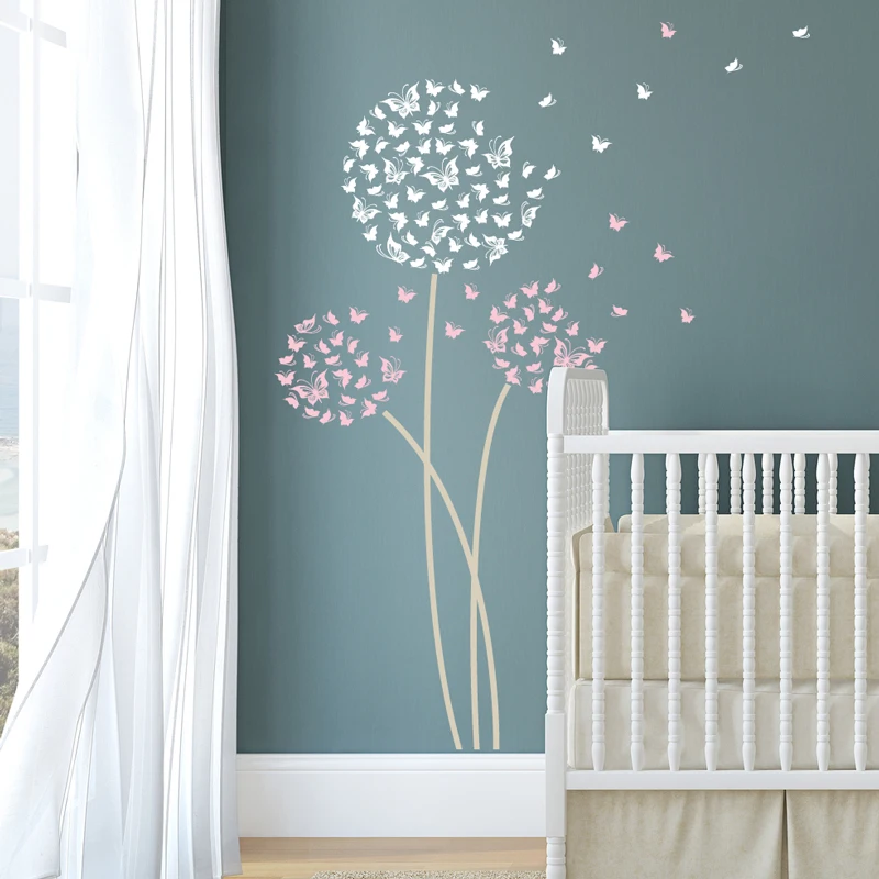 butterfly dandelion wall decals available in 3 patterns nursery wall