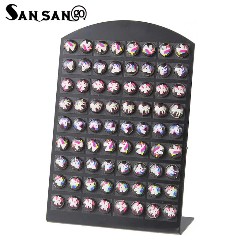 

36 Pair Red Color Swan And Unicorn Pattern Stud Earrings Fashion Minimalist Jewelry For Girl Women Simple Gift Suitable Party
