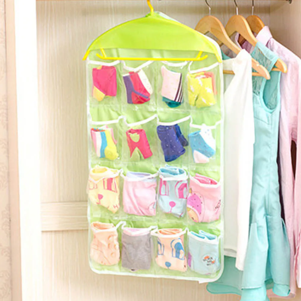 New 16 Pockets Multifunction Underwear Sorting Storage Bag Door Wall Hanging Closet Organizer