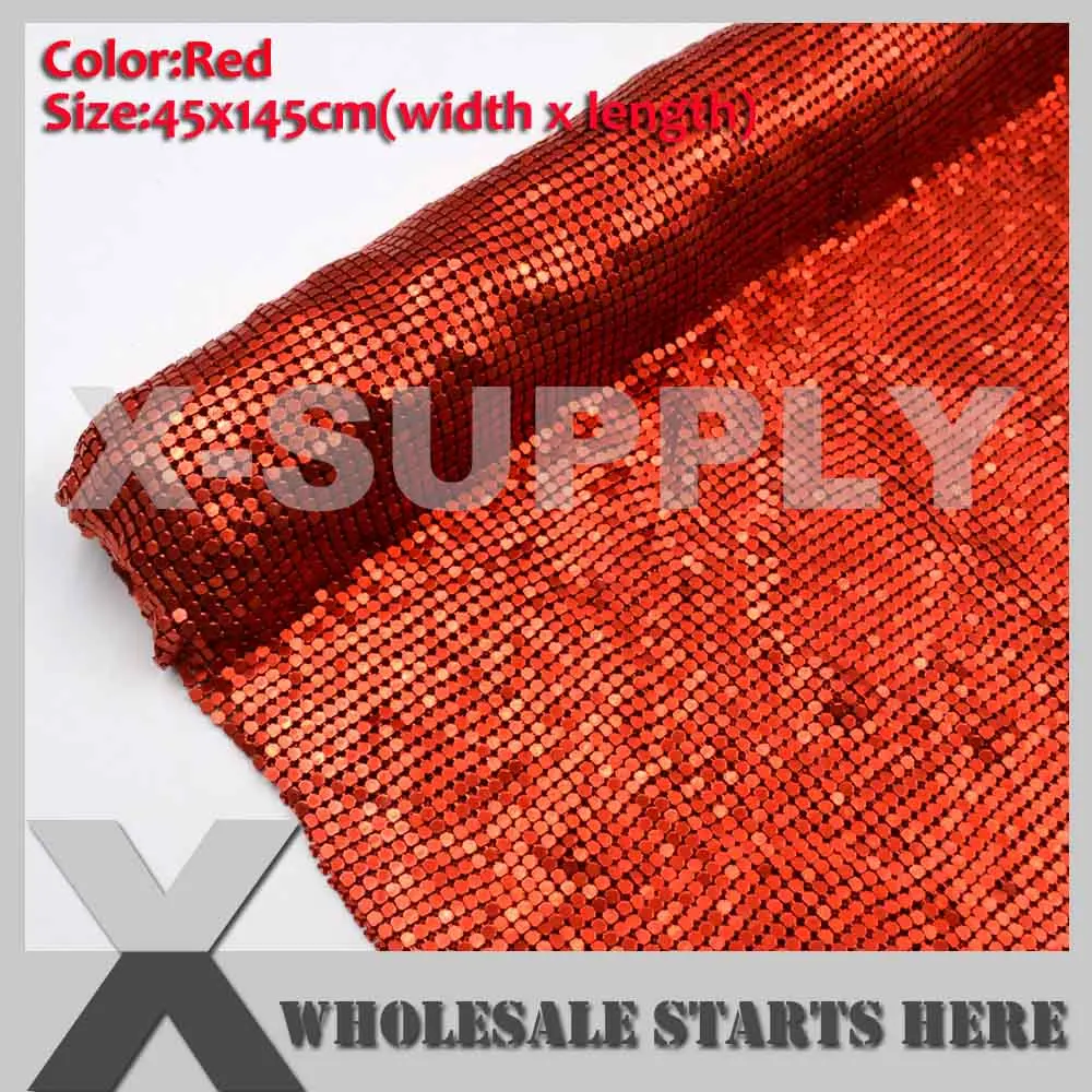 Металлическая алюминиевая ткань, Сетчатое покрытие, без железа, клеевая подложка, используется для бюстгальтера, свадебные вечерние платья, вечерние, покрытия - Цвет: Red