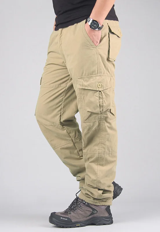  Men Cargo Pants Winter Fleece Thicken Tactical Track Army Military Baggy Pants Warm Overalls Traini