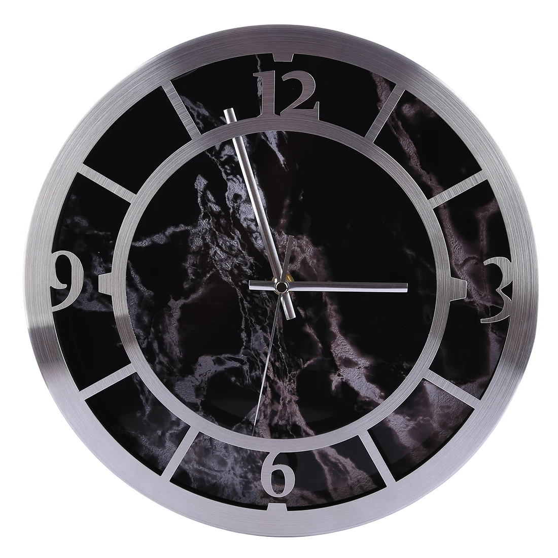 

Homingdeco Wall Clock Modern Design Clocks Home Decor Marble Pattern Slient Household Living Room Hanging Clock Silver Frame