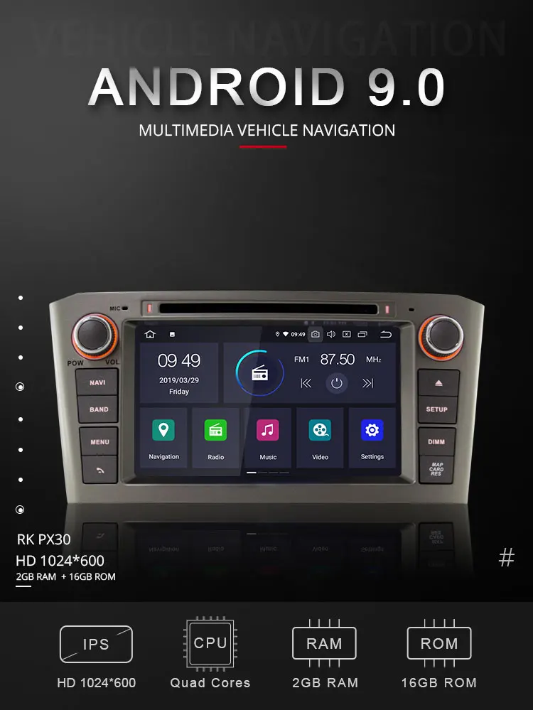 Best TOPBSNA Android 9.0 Car DVD Multimedia player For Toyota Avensis T25 2003-2008 2 Din Car Radio GPS Navigation Video headunit RDS 1