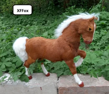 

creative real life light brown horse model plastic&furs simulation rise leg horse doll gift about 30x36cm xf1886