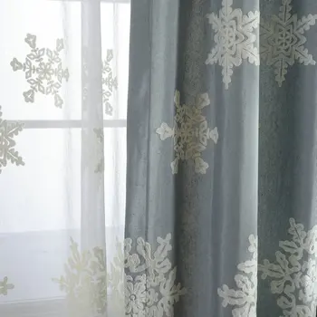 

Blackout Curtains For Living Room Blinds Drapes Snowflake Embroidered Cotton Curtain For Bedroom Window Treatments Panel Shade