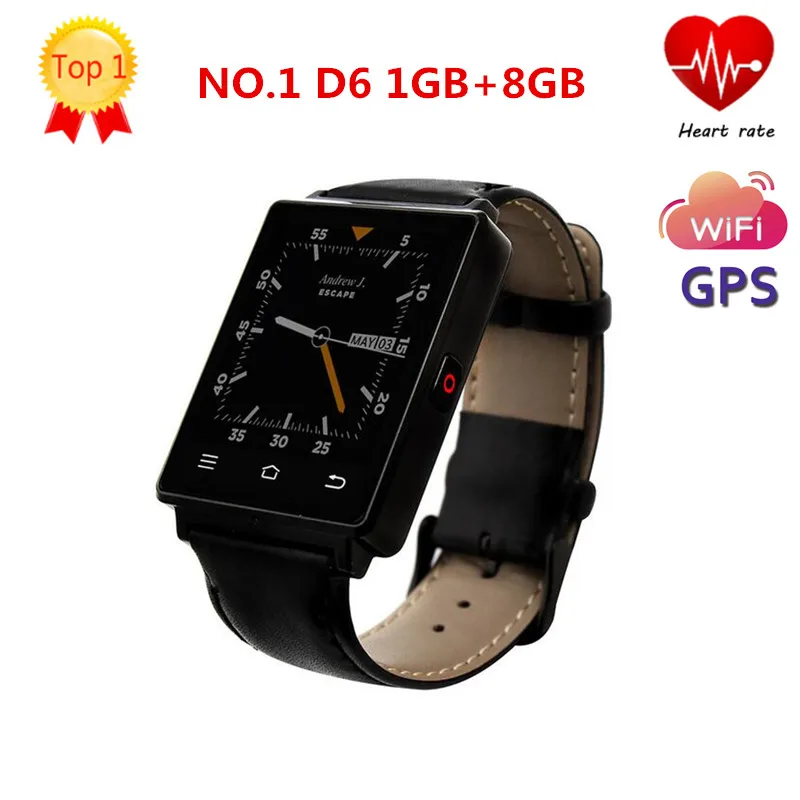 Мода № 1 d6 1.63 дюймов 3 г mtk6580 quad core ГБ оперативной памяти 8 ROM Smartwatch Телефон GPS Wi-Fi