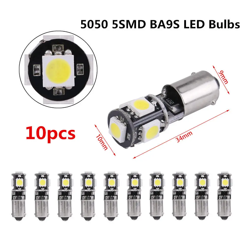 12V 10 шт. 5050 5SMD BA9S T4W H6W светодиодный Canbus Ошибка автомобиля боковой купол светильник белая лампа сигнальная лампа